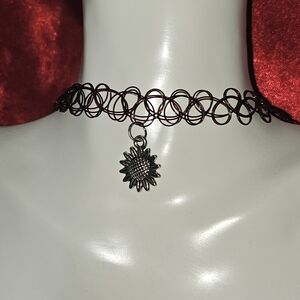 Sunflower charm choker necklace